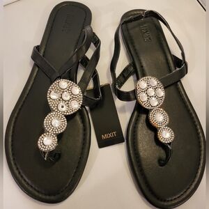 Mixit Black Embellished Women's Sandals